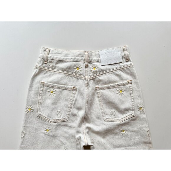 SANDRO Cyriaque White Embroidered Daisy Floral Wide Leg Jeans, Size 36/4/S - Picture 10 of 16